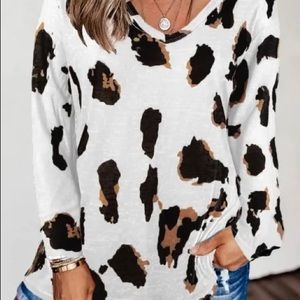 White leopard print blouse